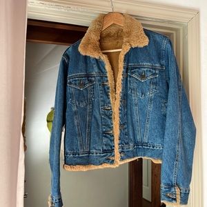 Vintage Amazing Real Fur Lined Jean Jacket Cropped Size S-M